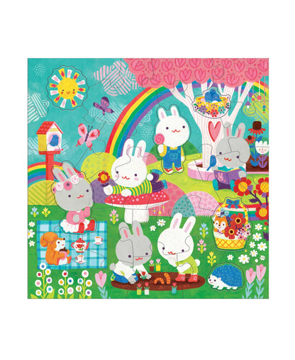 Chronicle Books - Garden Bunnies 25 Piece Floor Puzzle with Shaped Pieces