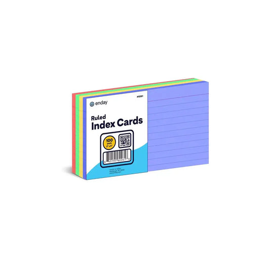 enday - Ruled Ast Color Index Cards 100 Ct. 3X5