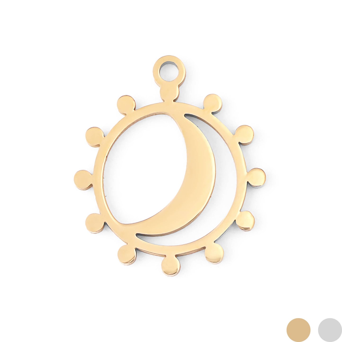 WJW - 18K Gold PVD Stainless Steel Sun and Moon Charm