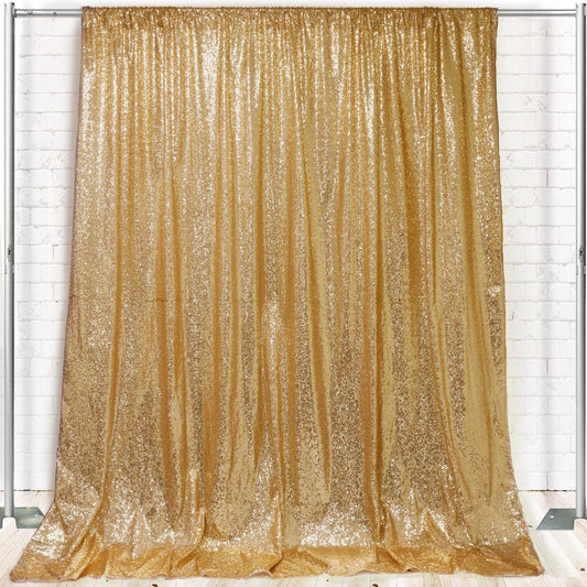 YOUR CHAIR COVERS - Glitz Sequin on Taffeta Drape/Backdrop 10 ft x 104 Inches Gold