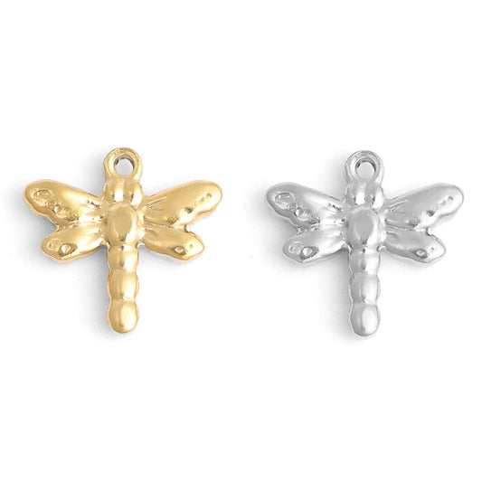 WJW - 18K Gold PVD Stainless Steel Dragonfly Charm