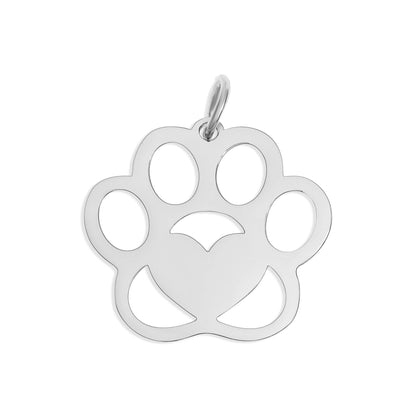 WJW - 18K Gold PVD Stainless Steel Blank Paw Print Pet Tag