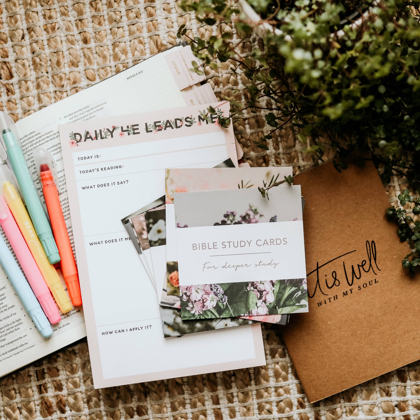 The Daily Grace Co - Daily He Leads Me Notepad | Wildflower