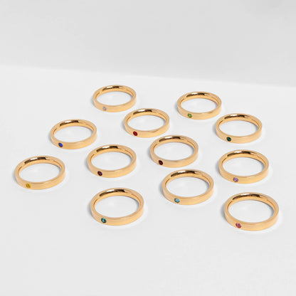WJW - Gold Engravable Blank Birthstone Stacking Rings