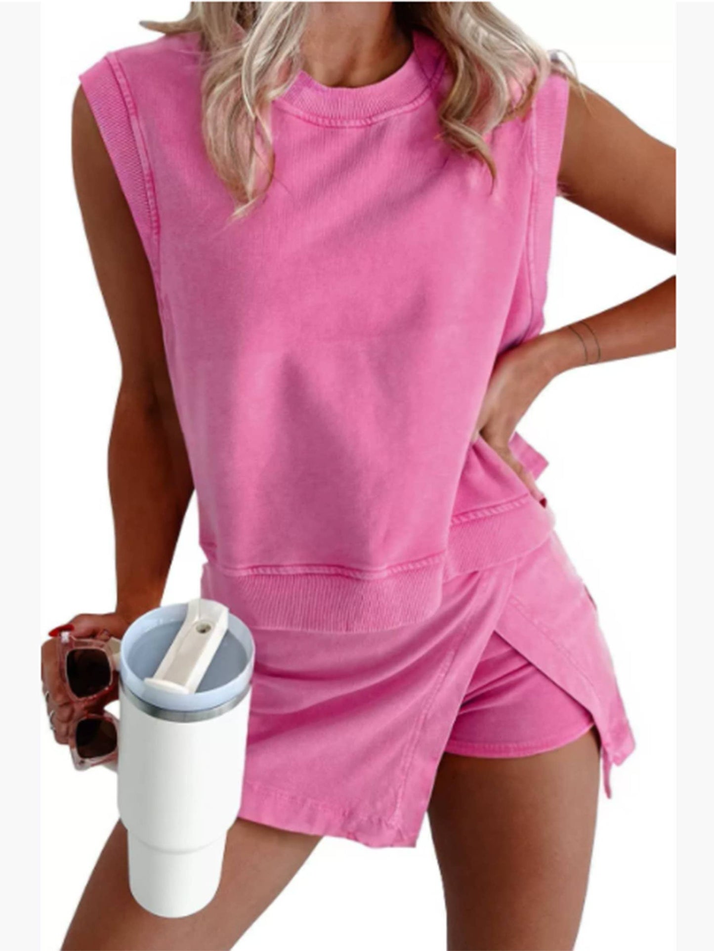 Wholesalesir - Sleeveless Top and Short Skirt Two Piece Set