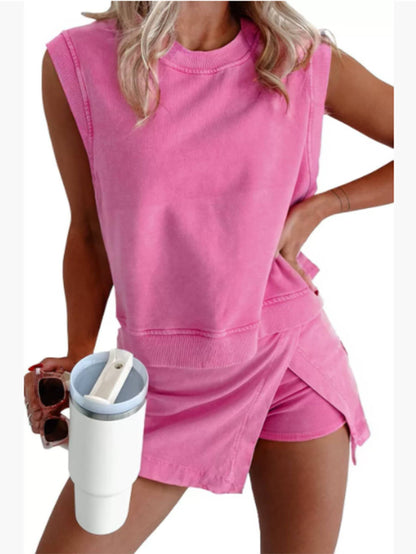 Wholesalesir - Sleeveless Top and Short Skirt Two Piece Set