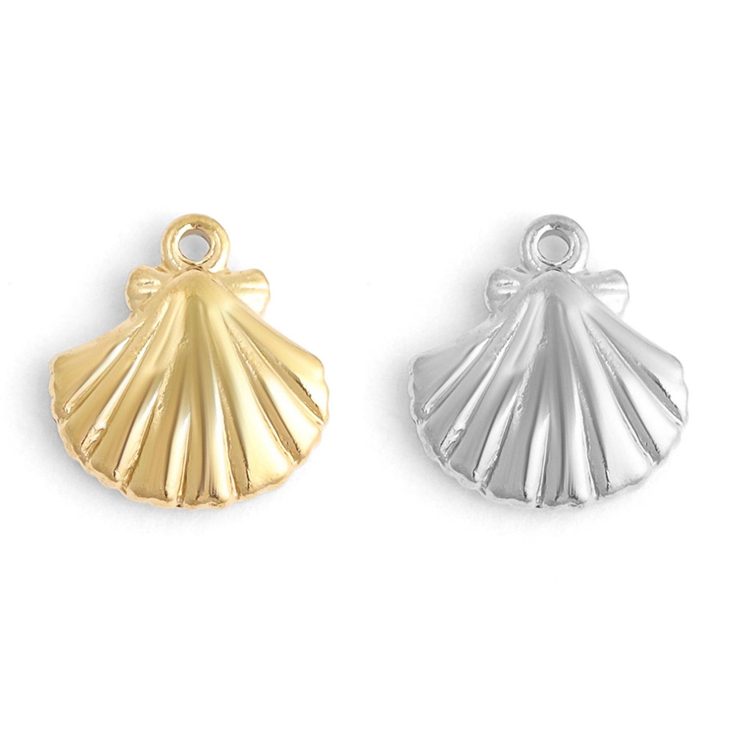 WJW - 18K Gold PVD Stainless Steel Clam Shell Charm