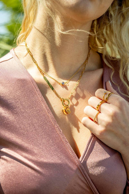 WJW - 18K Gold PVD Engravable Paperclip Charm Holder Necklace
