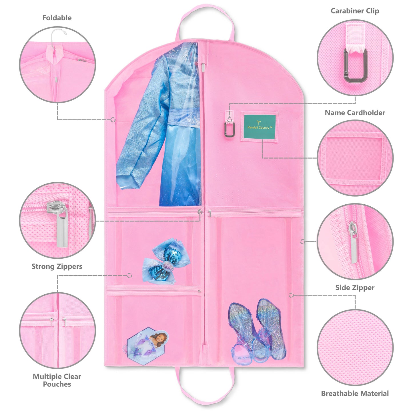 Kendall Country - 40" Garment Bag with pockets for Costumes, Clothing Storage