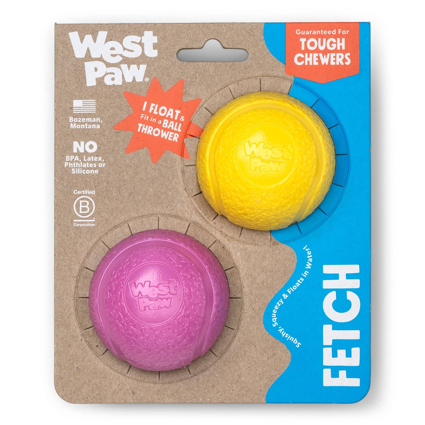 West Paw - Boundr® 2-Pack Dog Toy Ball for Play, Chew, and Fetch