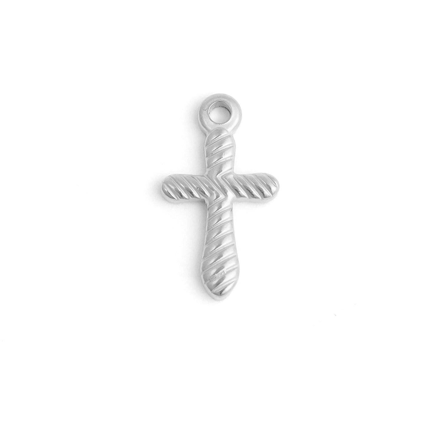 WJW - 18K Gold PVD Stainless Steel Textured Cross Charm