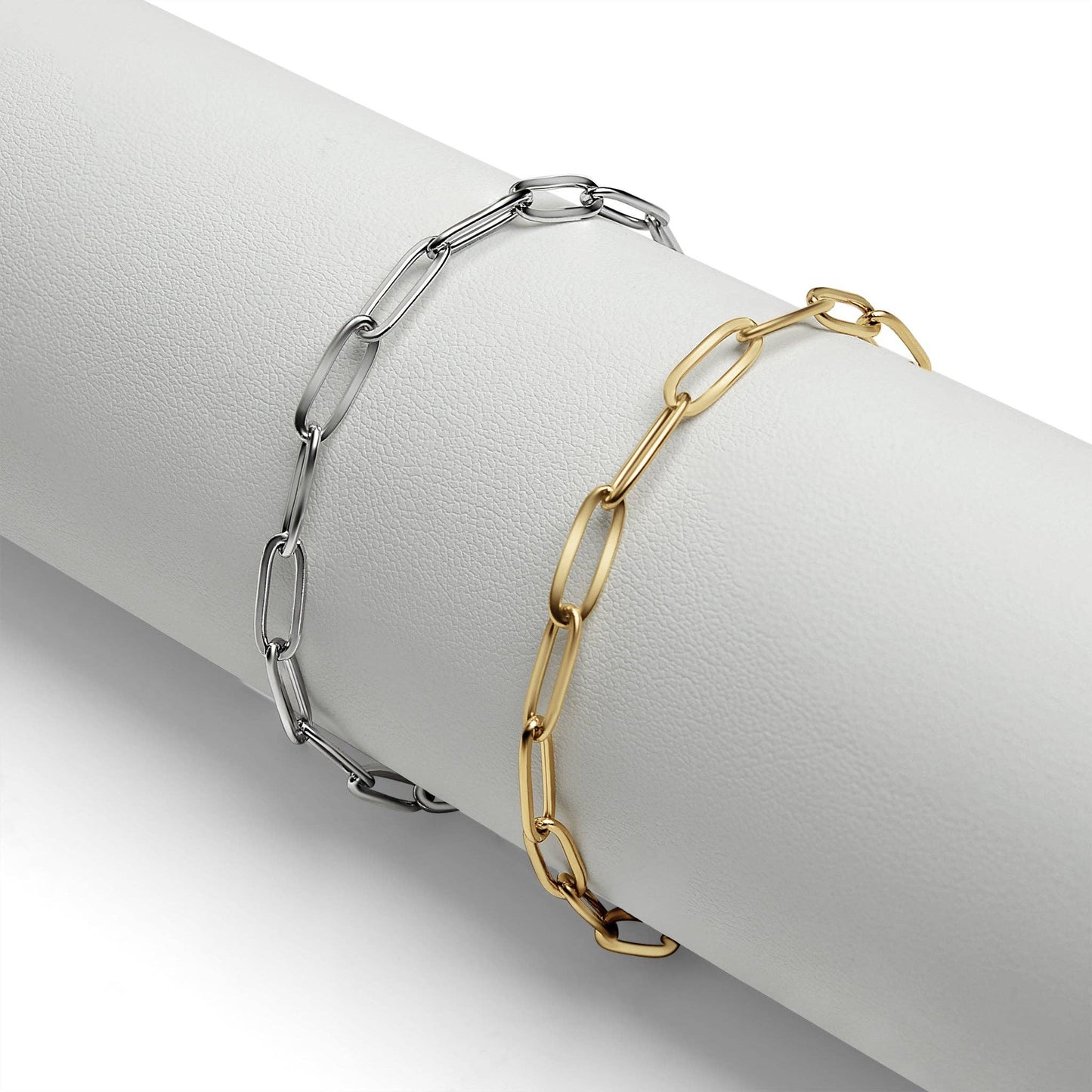 WJW - Stainless Steel Paperclip with Charm Keeper Chain Bracelet