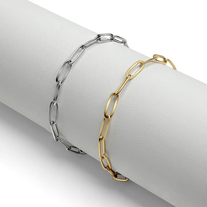 WJW - Stainless Steel Paperclip with Charm Keeper Chain Bracelet