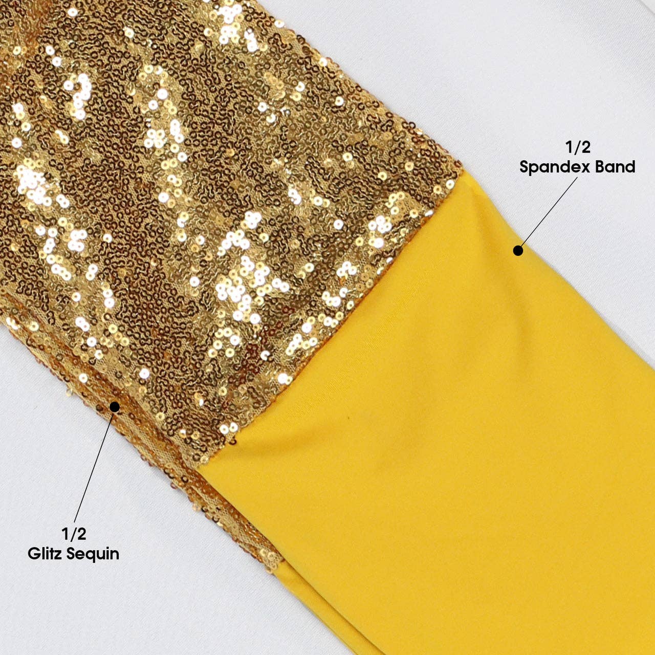 YOUR CHAIR COVERS - Stretch Spandex Glitz Sequin Bands Gold (Pack of 10)