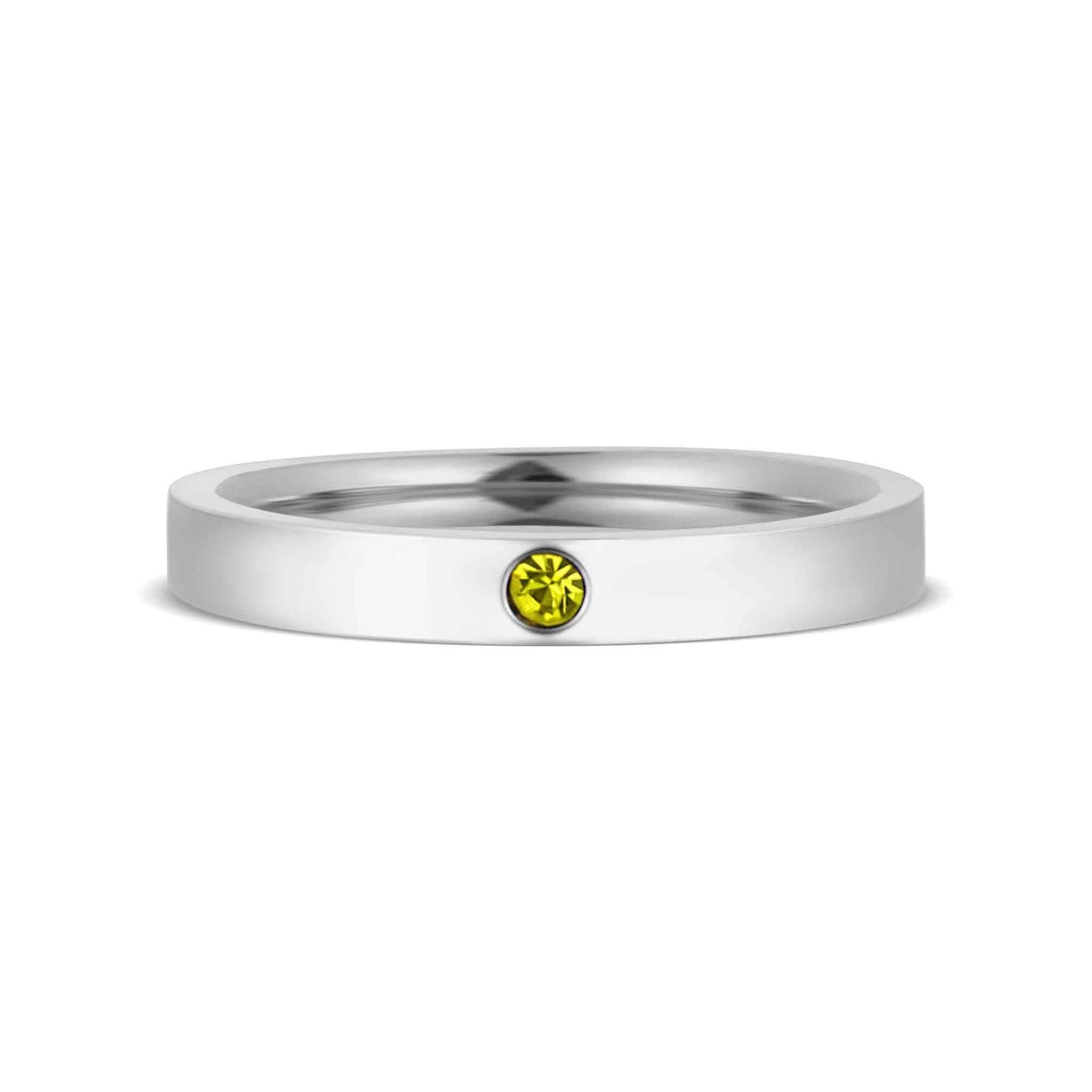 WJW - Stainless Steel Birthstone Engravable Stacking Ring