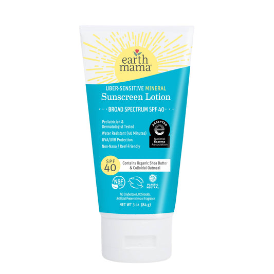 Earth Mama Organics - Uber-Sensitive Mineral Sunscreen Lotion - SPF 40