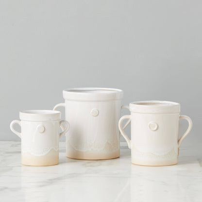 etúHOME - White Artisanal Handthrown Ceramic Utensil Crock w/ Handles