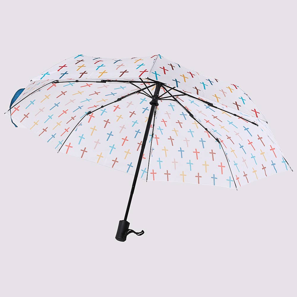 Swanson Christian Products - Compact Umbrella - Colorful Crosses