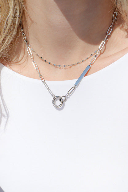 WJW - 18K Gold PVD Engravable Paperclip Charm Holder Necklace