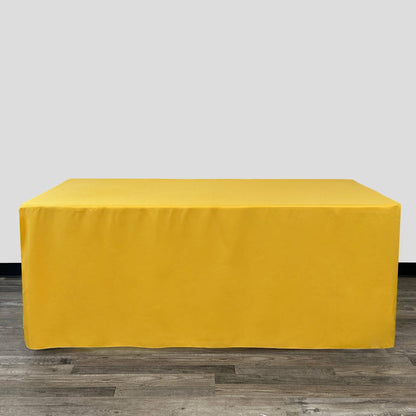 YOUR CHAIR COVERS - 8 ft. Polyester Fitted Tablecloth Rectangular Gold
