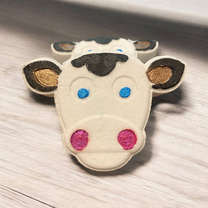 Hand Painted Cow Bath Bomb with surprise coin inside 