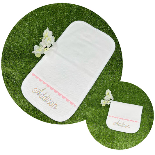THE ROYALTY COLLECTION - White Cotton Pique Burp Cloth