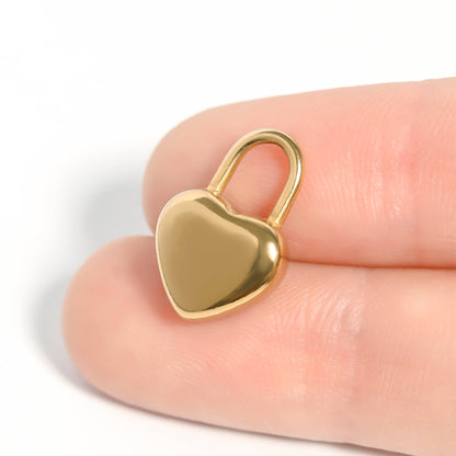 WJW - 18K Gold PVD Stainless Steel Heart Padlock Charm
