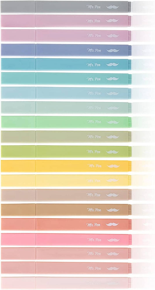 Mr. Pen - Mr. Pen Aesthetic Highlighters - 20 Chisel Tip Set