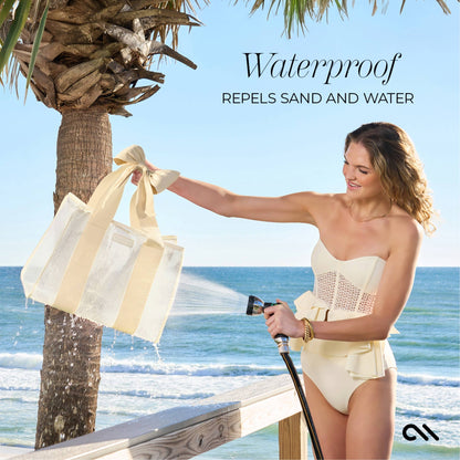 Case-Mate - Special Edition Bow Ecru Raffia Beach Tote With Phone Pouch