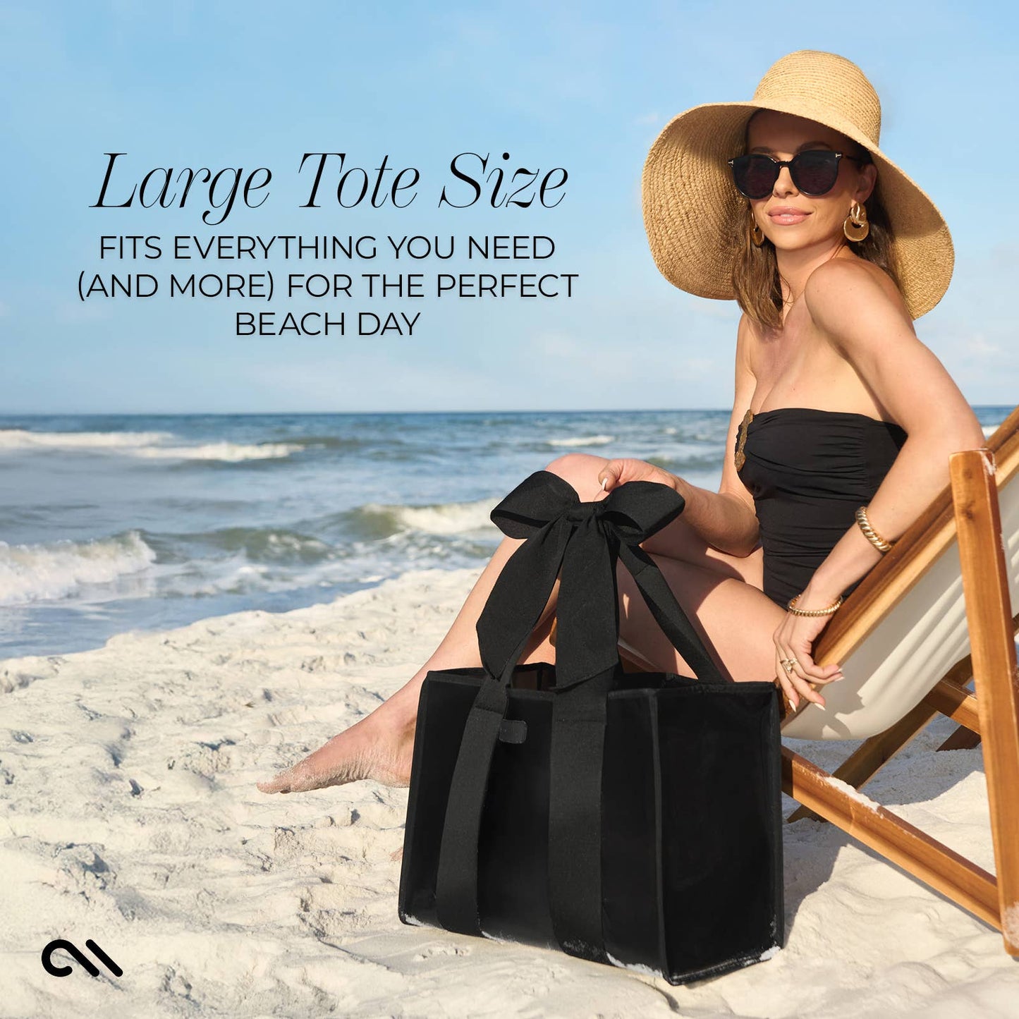 Case-Mate - Special Edition Bow Midnight Black Beach Tote w/ Phone Pouch