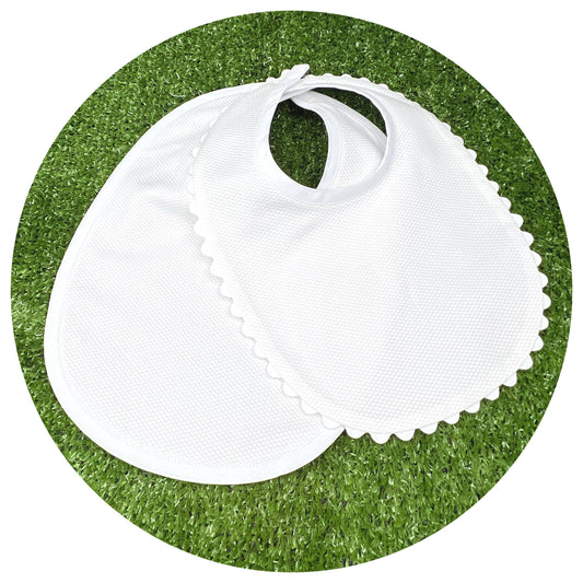 THE ROYALTY COLLECTION - White Cotton Pique Toddler Drool Bib