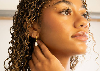 WJW - 18K Gold PVD Freshwater Pearl Huggie Earrings