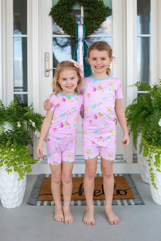 Sweet Bay Clothing - Pink Snowcones Two Piece Pajama Short Set