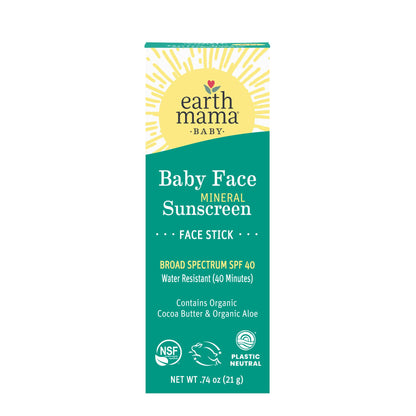 Earth Mama Organics - Baby Face Mineral Sunscreen Face Stick - SPF 40