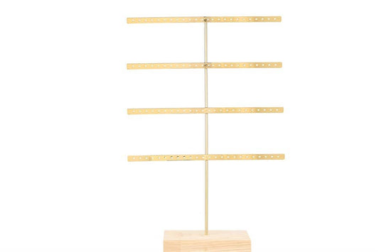 Nima Accessories Inc - 4 Bar Jewelry Metal Display with Wood Base