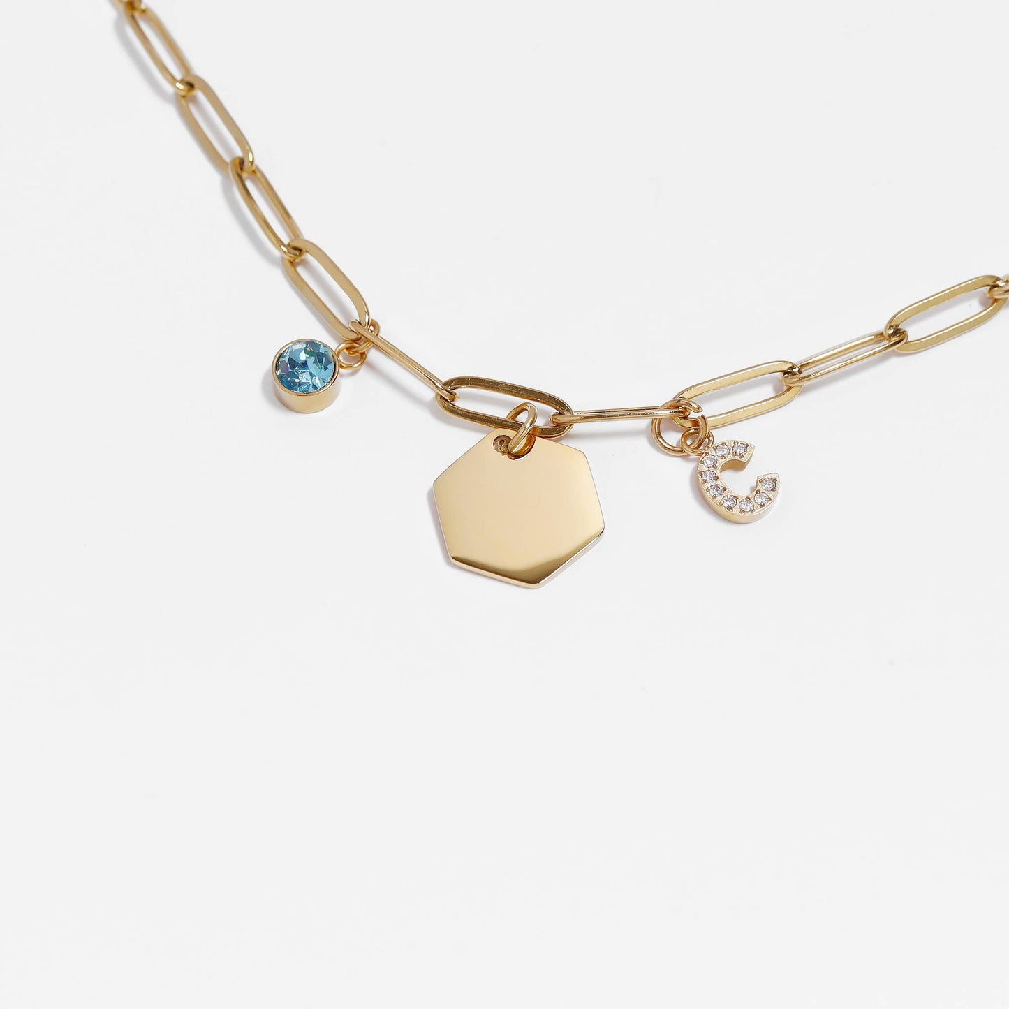 WJW - 18K Gold PVD Cubic Zirconia Birthstone Charm