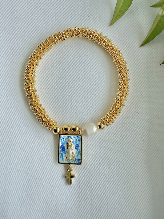 Harleigh Leonards Designs - Mary in Blue China Bracelet