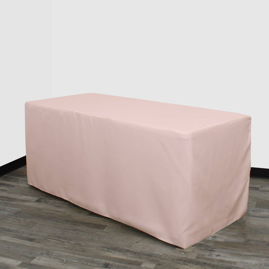 YOUR CHAIR COVERS - 8 ft. Polyester Fitted Tablecloth Rectangular Blush