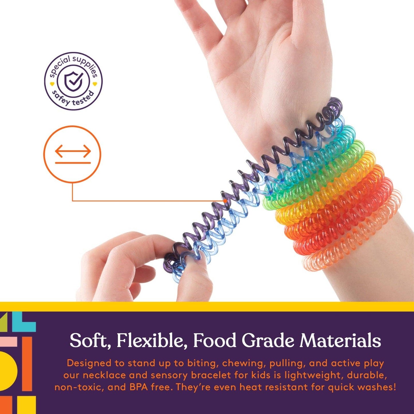 Special Supplies - Special Supplies Chewy Jewelry Sensory Translucent Necklaces and Bracelets, 16 Pack, Soft and Flexible Silicone, Interactive Stress and Anxiety Relief for Kids, Supports ADD, ADHD, Autism