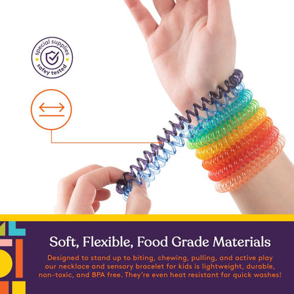 Special Supplies - Special Supplies Chewy Jewelry Sensory Translucent Necklaces and Bracelets, 16 Pack, Soft and Flexible Silicone, Interactive Stress and Anxiety Relief for Kids, Supports ADD, ADHD, Autism