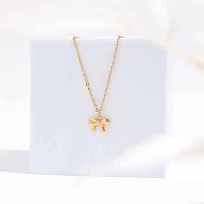 WJW - 18K Gold PVD Stainless Steel Ribbon Bow Charm