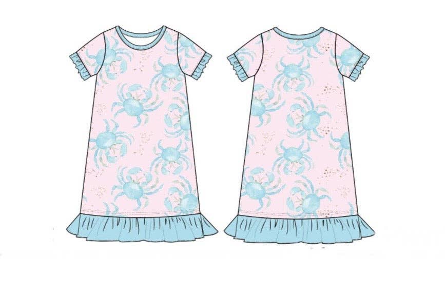Sweet Bay Clothing - Pink/Blue Crab Gown