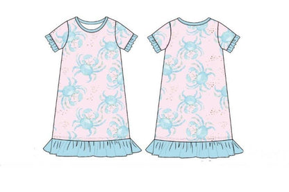 Sweet Bay Clothing - Pink/Blue Crab Gown