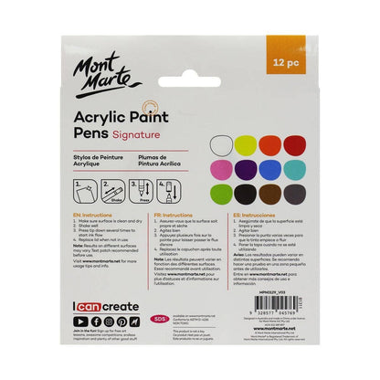 Mont Marte Usa, Inc. - Acrylic Paint Pens Signature Fine Tip 1mm (0.039in) 12pc