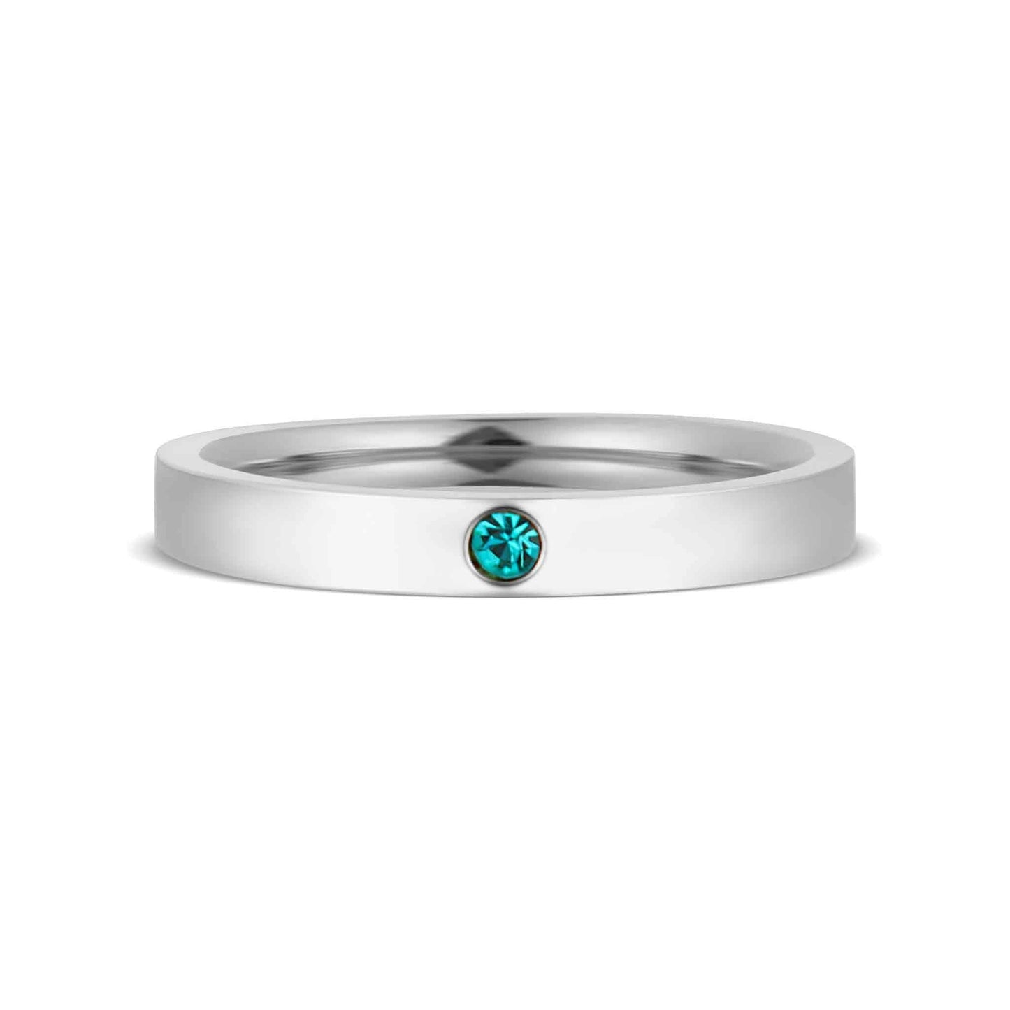 WJW - Stainless Steel Birthstone Engravable Stacking Ring