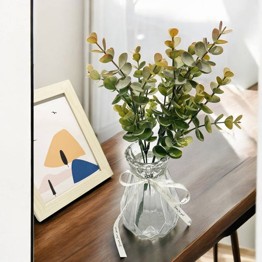 Angel Isabella - 13"Artificial Short stem plastic eucalyptus bush-5 picks