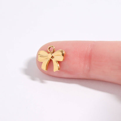 WJW - 18K Gold PVD Stainless Steel Ribbon Bow Charm