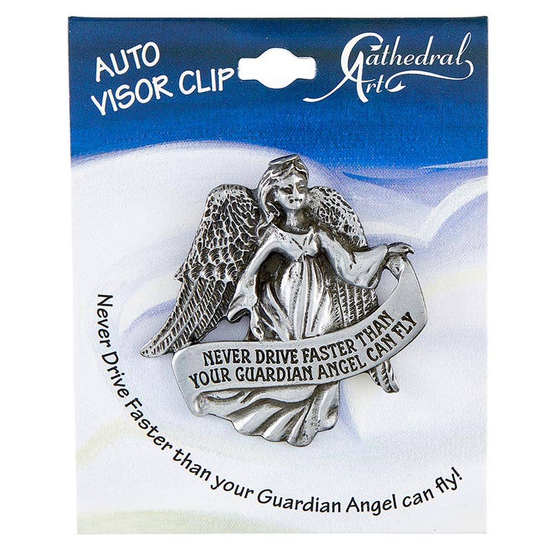 Christian Brands Catholic - Never Drive Angel Visor Clip