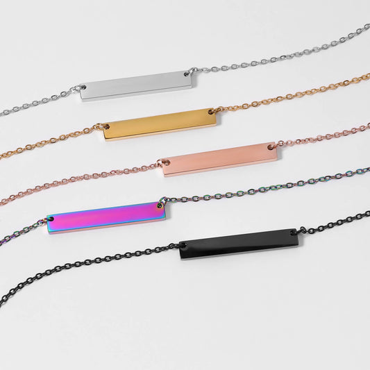 WJW - Polished Blank Stainless Steel Bar Necklace