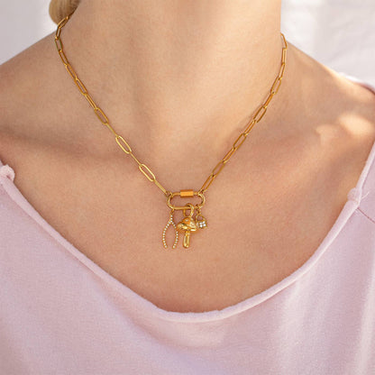 WJW - 18K Gold PVD Paperclip Carabiner Necklace